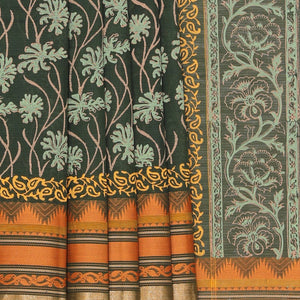 Hand block printed cotton saree