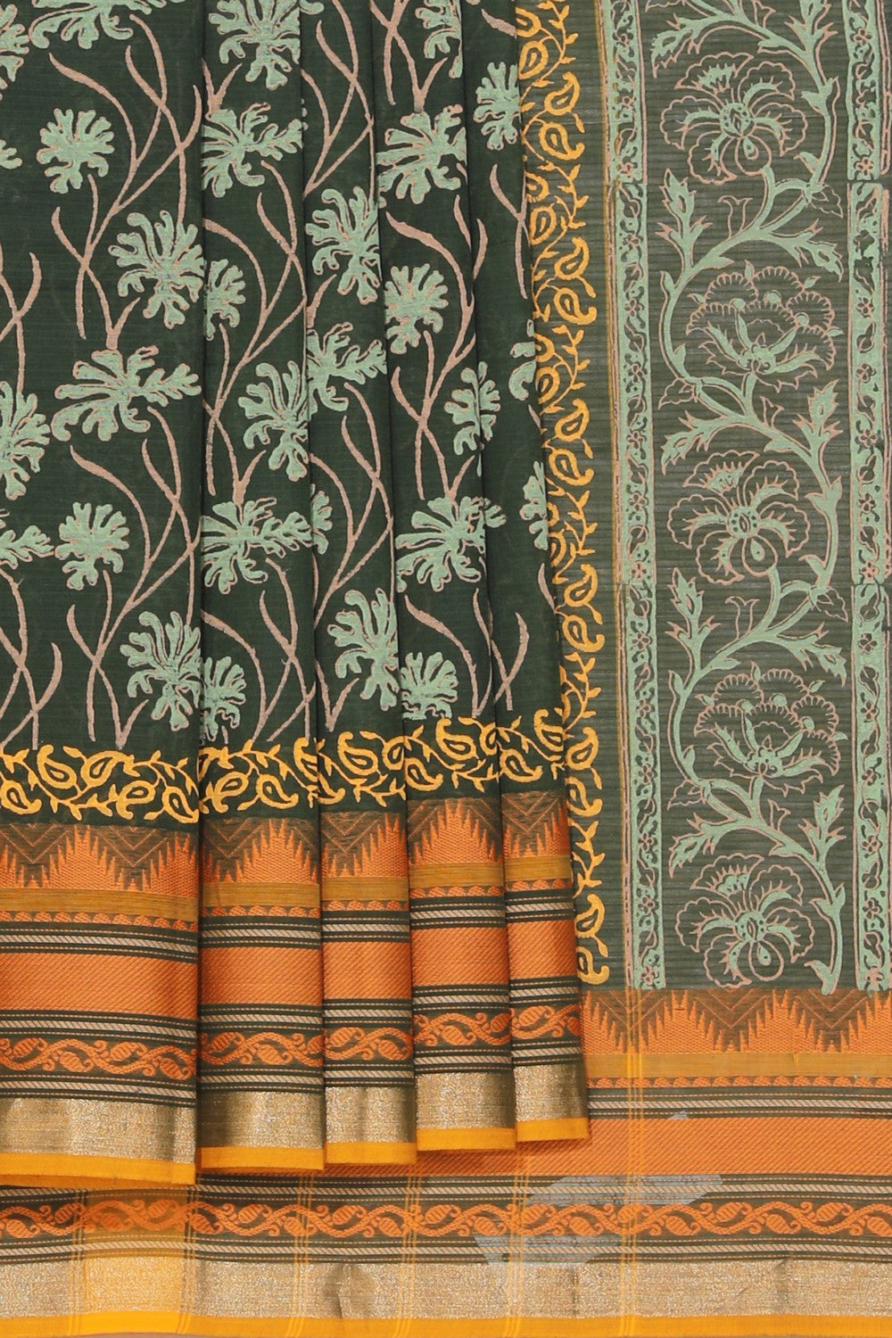 Hand block printed cotton saree