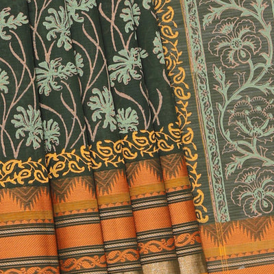 Hand block printed cotton saree