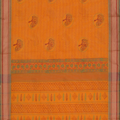 Hand block printed cotton saree