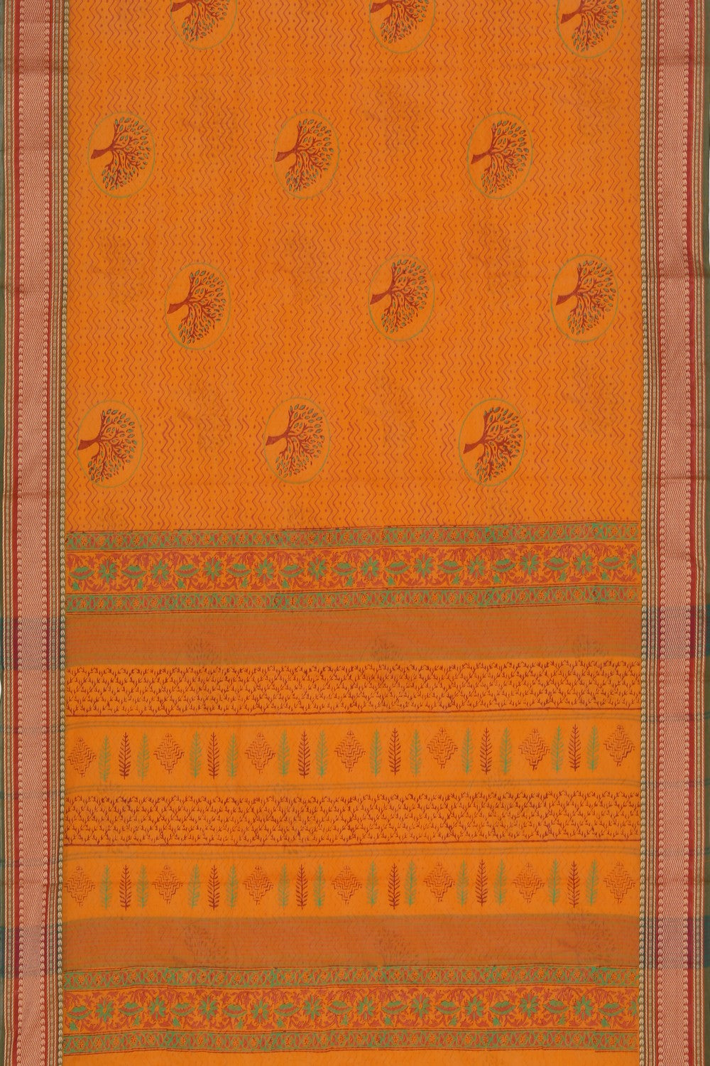 Hand block printed cotton saree