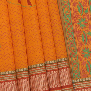 Hand block printed cotton saree