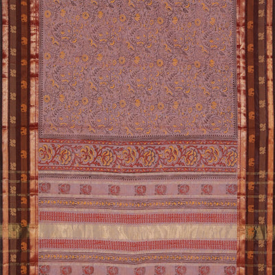 Hand block printed cotton saree