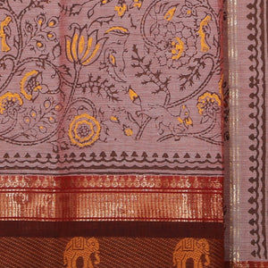 Hand block printed cotton saree