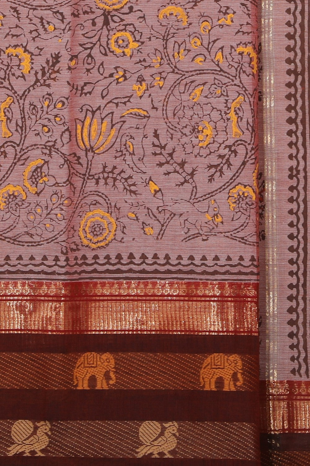 Hand block printed cotton saree