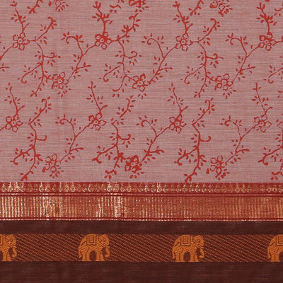 Hand block printed cotton saree