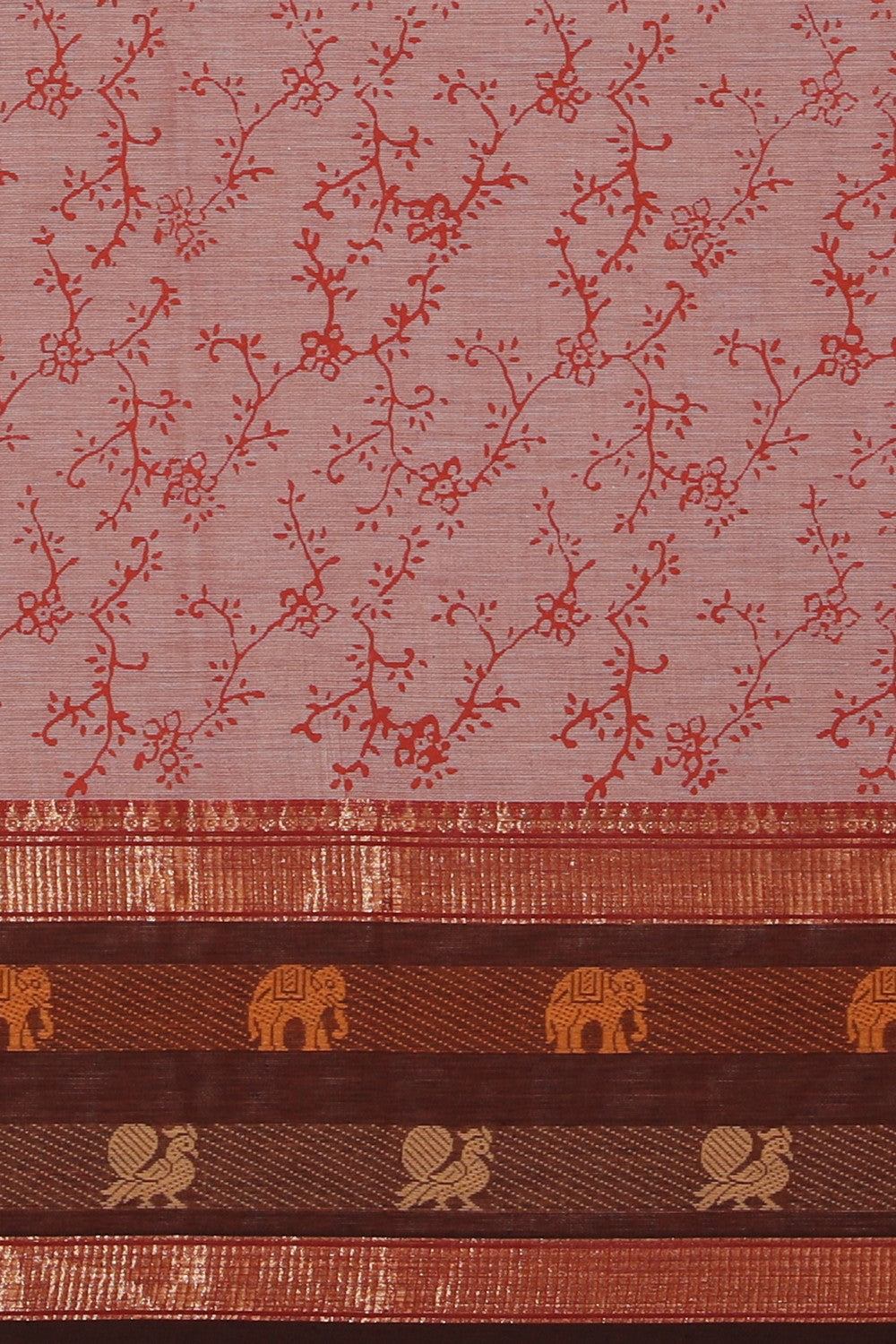 Hand block printed cotton saree