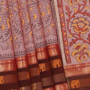 Hand block printed cotton saree