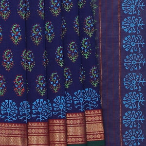 Hand block printed cotton saree