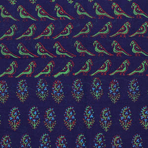 Hand block printed cotton saree