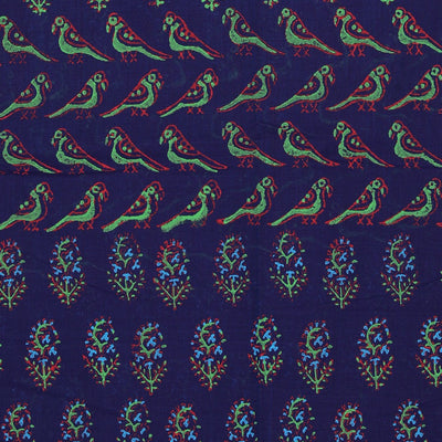 Hand block printed cotton saree