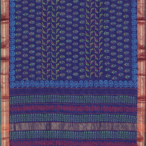 Hand block printed cotton saree