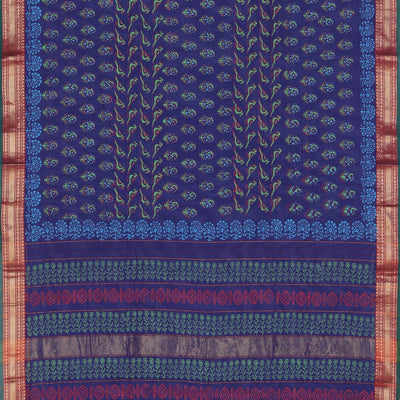 Hand block printed cotton saree