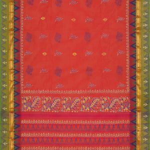 Hand block printed cotton saree