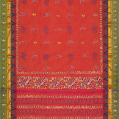 Hand block printed cotton saree