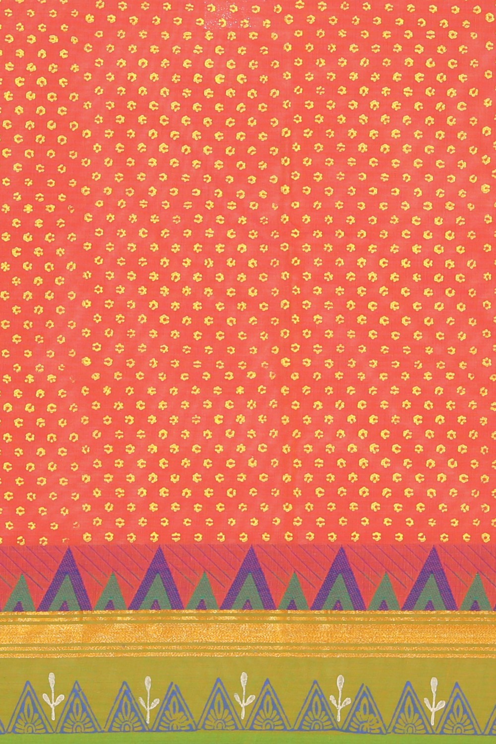 Hand block printed cotton saree