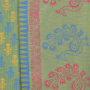 Hand block printed cotton saree