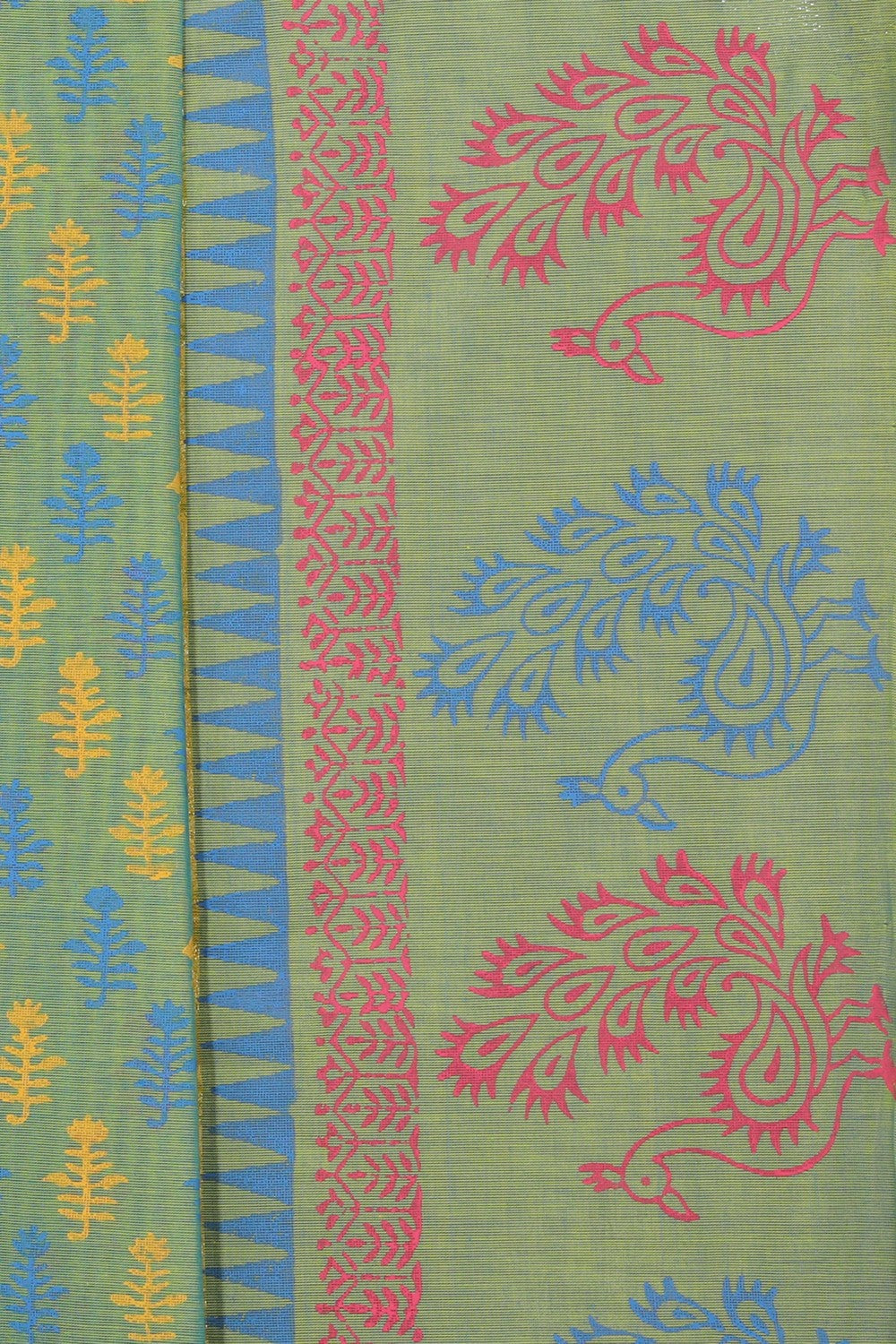 Hand block printed cotton saree