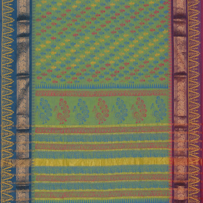Hand block printed cotton saree