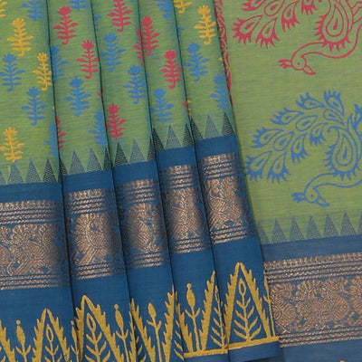 Hand block printed cotton saree