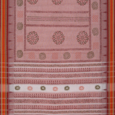 Hand block printed cotton saree