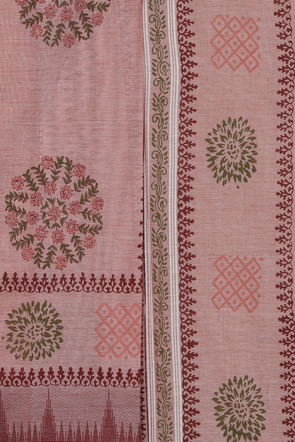 Hand block printed cotton saree