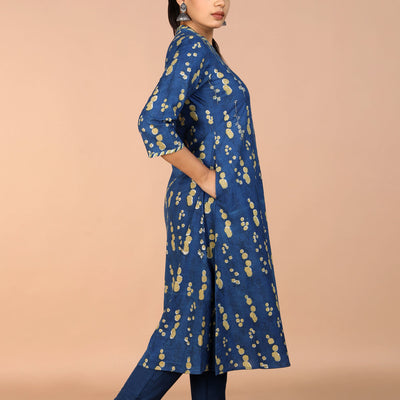 Indigo blue Bagru cotton handblock printed Kurti