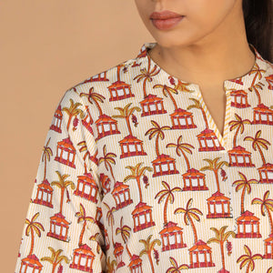 Hand block printed kurta