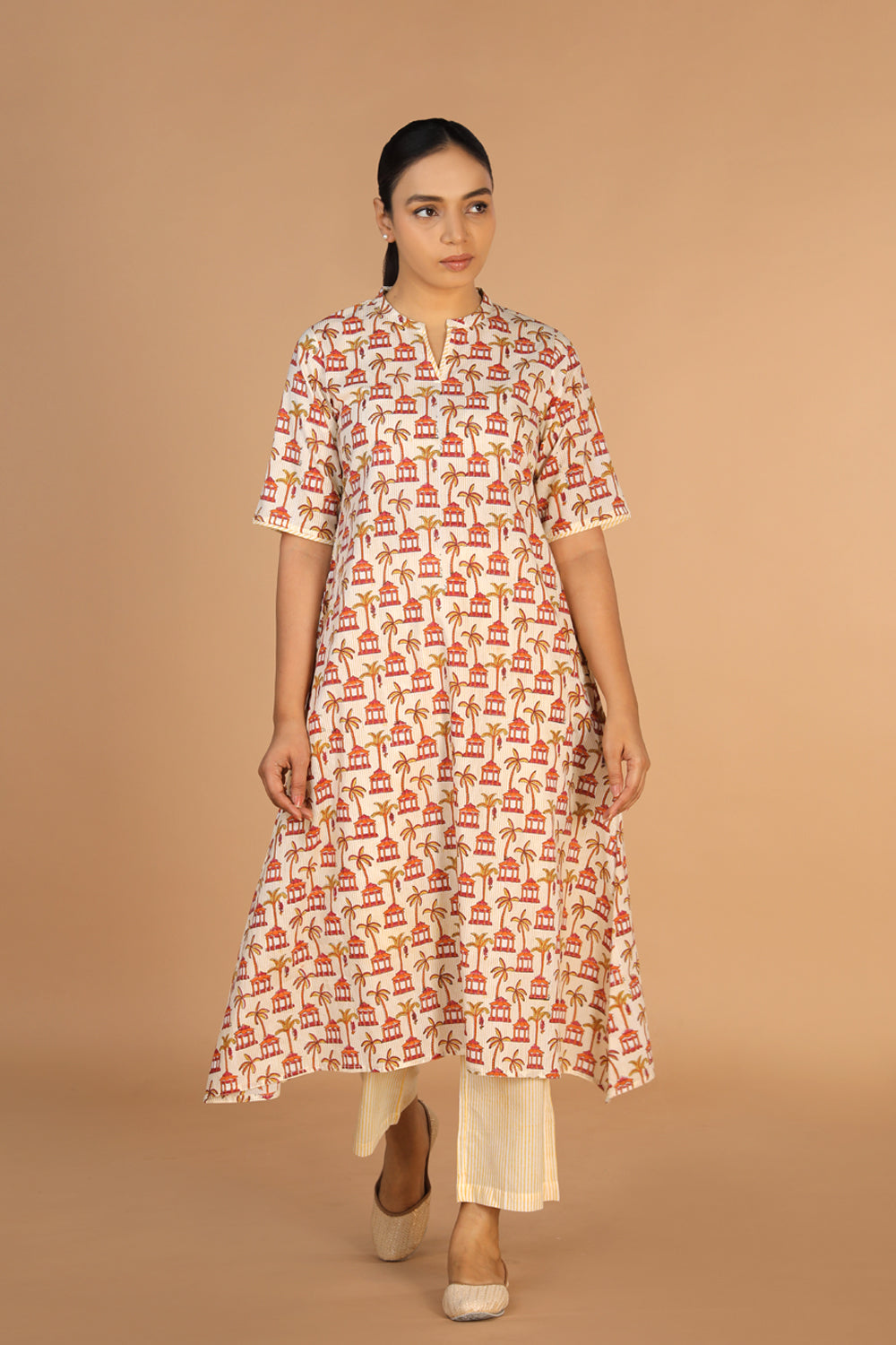 Hand block printed kurta
