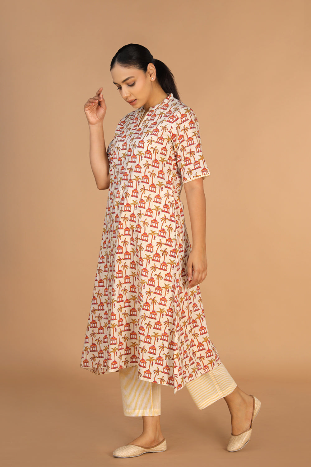 Hand block printed kurta