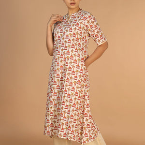 Hand block printed kurta