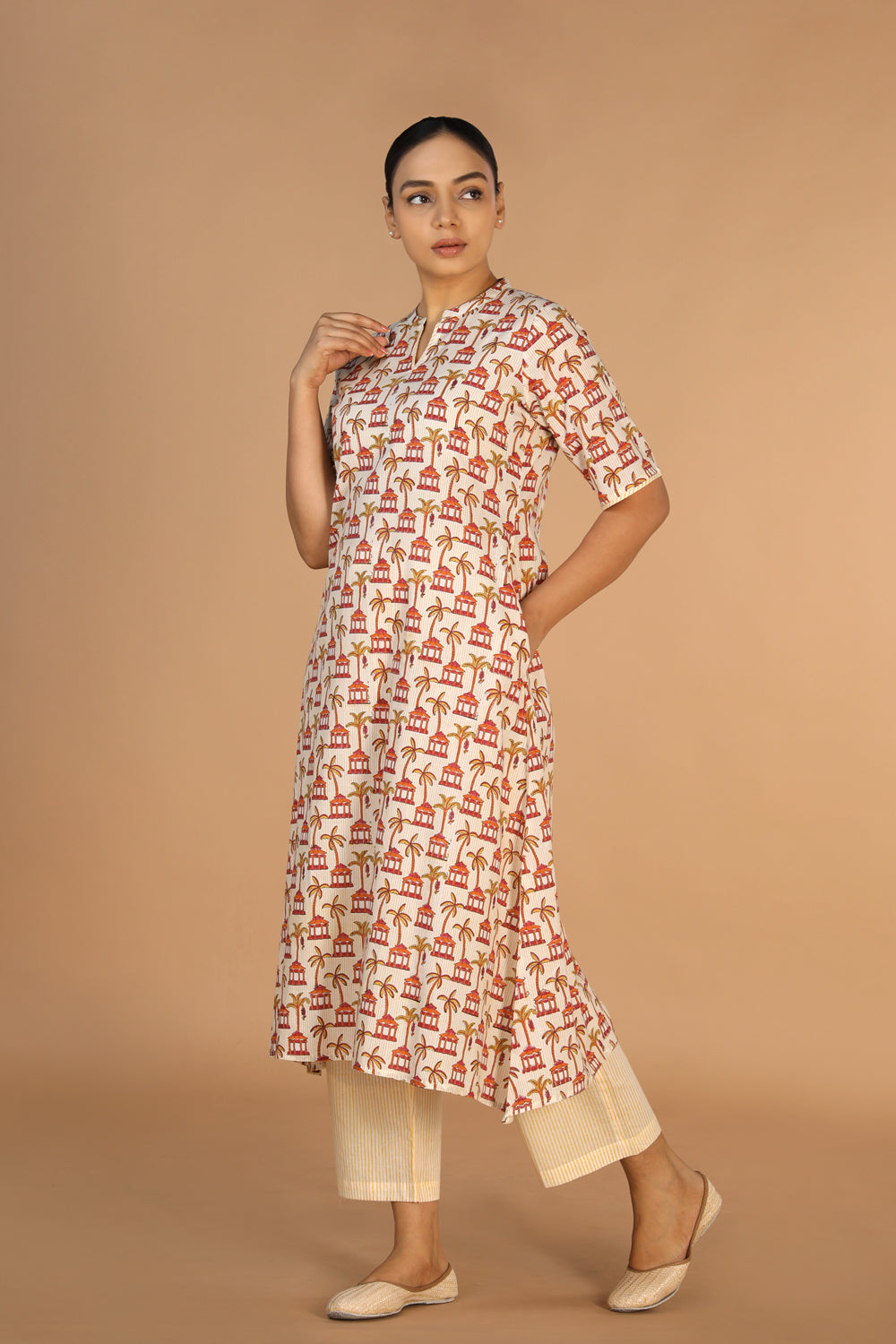 Hand block printed kurta