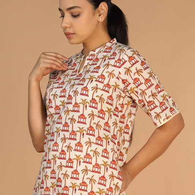 Hand block printed kurta