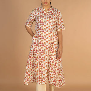 Hand block printed kurta