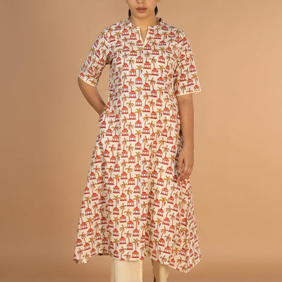 Hand block printed kurta