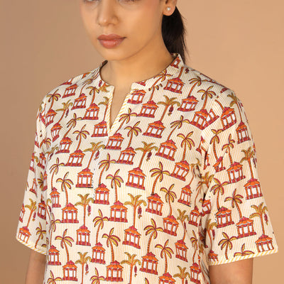 Hand block printed kurta