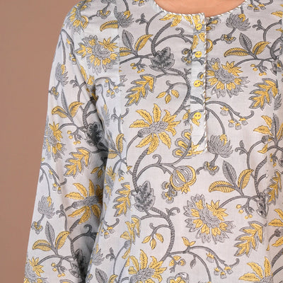 Hand block printed cotton kurti