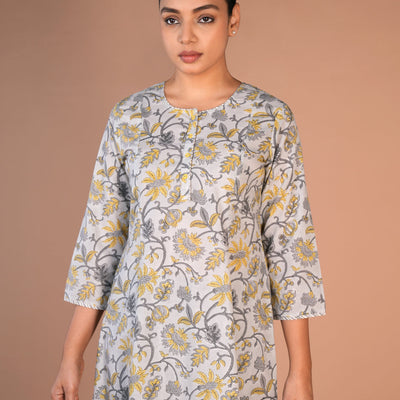 Hand block printed cotton kurti