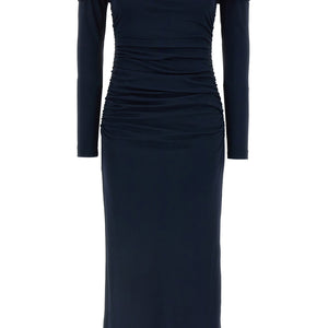 Carolina Herrera Off-shoulder 3/4 Slv Ruched Midi Dress