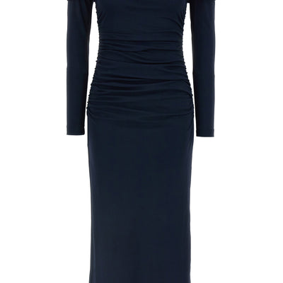 Carolina Herrera Off-shoulder 3/4 Slv Ruched Midi Dress