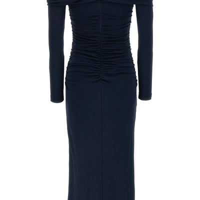Carolina Herrera Off-shoulder 3/4 Slv Ruched Midi Dress