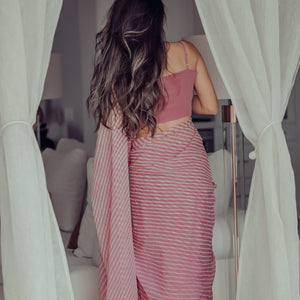 Sophia Dusty Pink Leheriya Pure Chiffon Saree