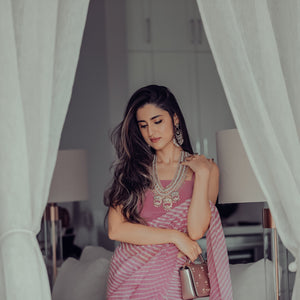 Sophia Dusty Pink Leheriya Pure Chiffon Saree