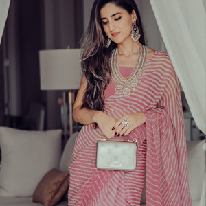 Sophia Dusty Pink Leheriya Pure Chiffon Saree