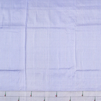 Lavender Handloom Paithani Silk Saree With Stripes & Muniya Motifs In Border-Lavander