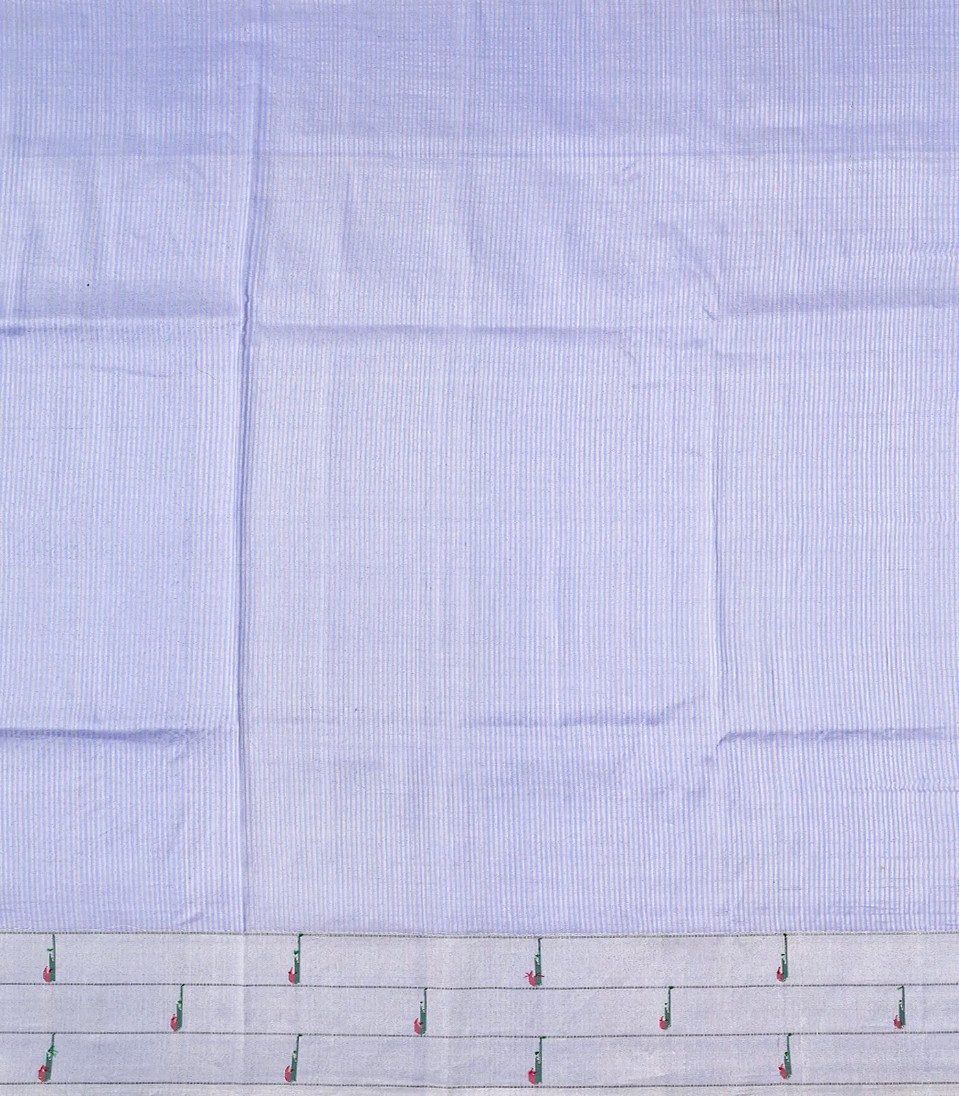 Lavender Handloom Paithani Silk Saree With Stripes & Muniya Motifs In Border-Lavander