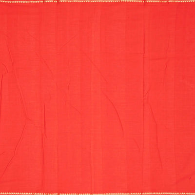 Red Handloom Paithani Silk Saree With Mango Buttas-Red