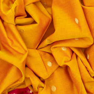Mustard Handloom Paithani Silk Saree With Kamalam Buttas-Mustard