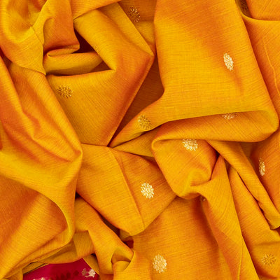 Mustard Handloom Paithani Silk Saree With Kamalam Buttas-Mustard