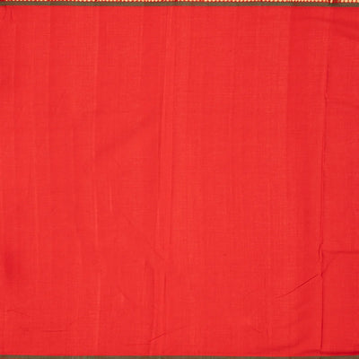 Red Handloom Paithani Silk Saree With Coin Buttas-Red
